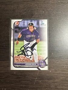Jordan Beck carte autographe signée 2022 Bowman Draft #BD-34 Rockies - Photo 1/2