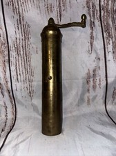 Authentic Vintage Greece Handmade Brass Coffee Grinder Mill  10.5"