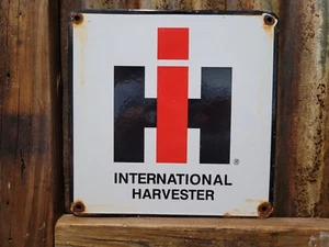 VINTAGE INTERNATIONAL HARVESTER PORCELAIN SIGN FARMING TRACTOR DEALER SALES 12" - Picture 1 of 21