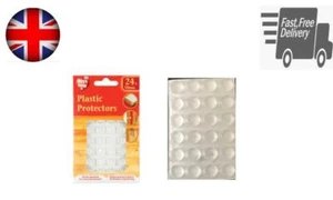 Pk24 10mm Clear Round Domed Plastic Protectors Slamming Doors Drawers Furniture - Picture 1 of 3