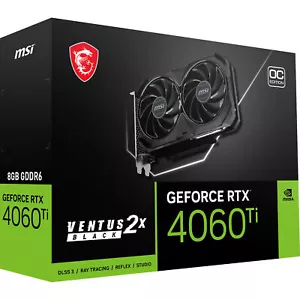 MSI GeForce RTX 4060 Ti VENTUS 2X BLACK OC 8GB GDDR6 Gaming Graphics Video Card - Picture 1 of 8