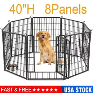 SQIREP Dog Playpen Pet Dog Fence 8 Panel 40" Metal Dog Pen Outdoor Exercise Pen - Picture 1 of 8
