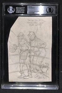 Gib Crockett "Washington Star Cartoonist" SKETCH Signed Autographed BECKETT BAS - Picture 1 of 1