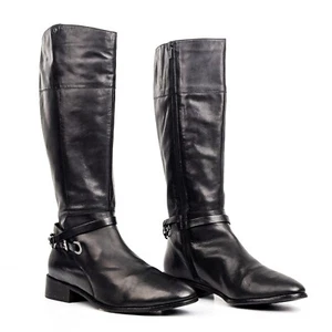 Seychelles Women Black Leather Chain Link Riding Equestrian Tall Boots sz 10 - Picture 1 of 9