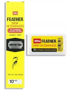 200 Feather Hi-Stainless Platinum Coated Double Edge Blade 20 Packs x10blades - Picture 1 of 6