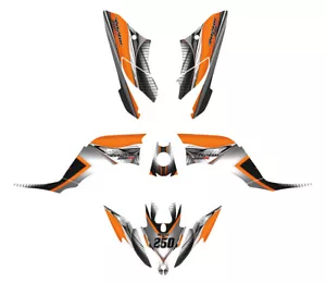 Yamaha Raptor 250 R Graphic Kit Free Custom Service #7900 Orange - Foto 1 di 9