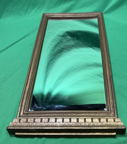 VTG Decorative Hanging Wall Glass Mirror Wooden Frame 13.5” X  26” Cover