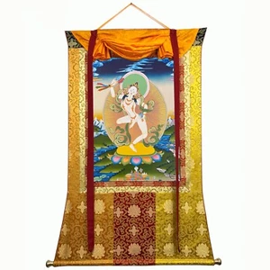 Pintura Machig Labdron Thangka, Brocado de Seda Hecho a Mano Montado Machig Labdron - Imagen 1 de 7