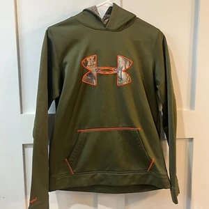 UNDER ARMOUR Green Hoodie Hooded Sweatshirt - YOUTH XL - Camouflage Olive Green - Picture 1 of 5