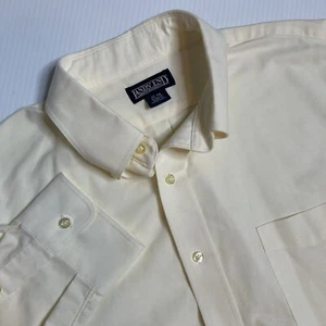 Lands' End Mens 17 - 34 Regular Pale Yellow Button Down Long Sleeve Shirt - Picture 1 of 6
