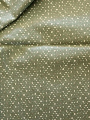Cottage Farmhouse Medium Green Tiny Squares And Dots Cotton Material - 72" x 42" - Image 1 of 4