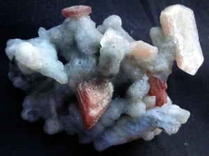 RED HEULANDITE & STILBITE CRYSTALS ON CORAL CHALCEDONY FORMAT MATRIX MINERALS SP - Bild 1 von 4