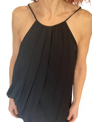 Theory Terabi Black Silk Draped Spaghetti Strap Halter  Top Blouse S - Image 1 of 4