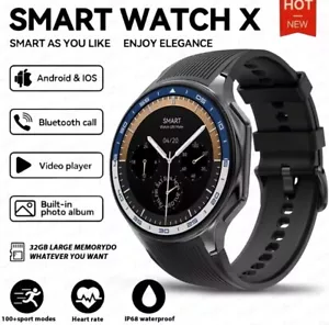 smart Watch X For Huawei OS Black Leather Strap - Picture 1 of 22