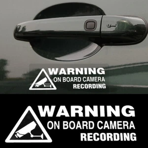 1Pc White Warning On Board Camera Recording Car Styling Window Sticker Decal - Picture 1 of 11