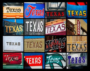 Poster nome TEXAS con foto di segni reali - Foto 1 di 1
