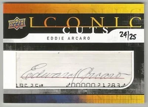 Eddie Arcaro 2008 UPPER DECK FOOTBALL ICONIC CUTS AUTOGRAPH CARD Jockey AUTO SP - Picture 1 of 2