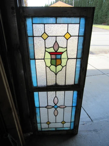~ ANTIQUE STAINED GLASS WINDOWS DOUBLE HUNG TOP & BOTTOM ~ SALVAGE ~ Cover