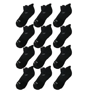 12 Pair Large 9-12.5 Brooks Black Cushioned Athletic Running Low Cut Socks - Picture 1 of 3