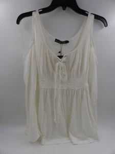 MOONCOLOUR WOMENS COLD SHOULDER LACE UP CASUAL TUNIC SOLID BLOUSE WHITE SIZE S - Picture 1 of 3
