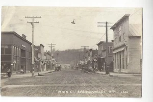 1921 Spring Valley, Wisconsin, Main St. RPPC - Bild 1 von 2