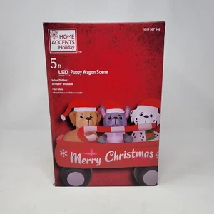 5 Fuß Welpenwagen Szene aufblasbare Weihnachten Französische Bulldogge, Dalmation, Golden Lab - Bild 1 von 5