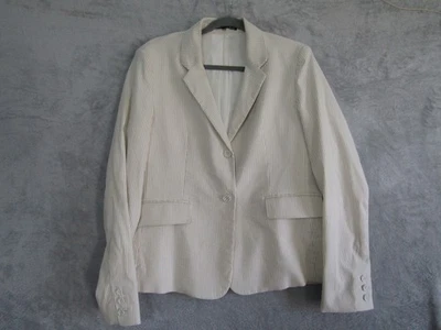 Blazer Amanda + Chelsea Beige Rayas Mujer’s XL Forrado Dos Botones Chaqueta de Carrera Foto 1 de 4