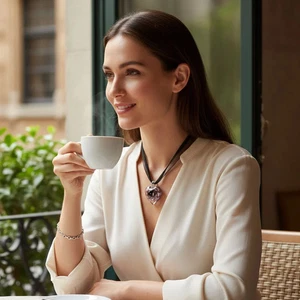 Glaskette HERZ und BLUME - Bild 1 von 5