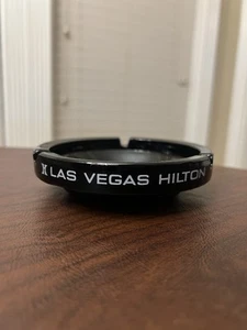 Vintage Las Vegas Hilton Hotel Ceramic Black Souvenir Ashtray 4.5” - Picture 1 of 9