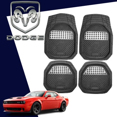 Apto para todas las alfombrillas coche Dodge 4 piezas goma delantera trasera gris borde reforzado Foto 1 de 4