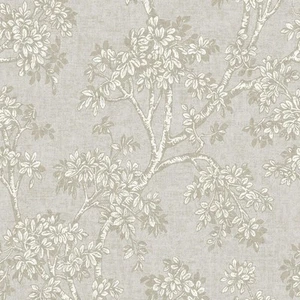 Hawthorn Percorso Vinile Carta da Parati Trama Alberi Foglie Fogliame Grigio - Foto 1 di 4