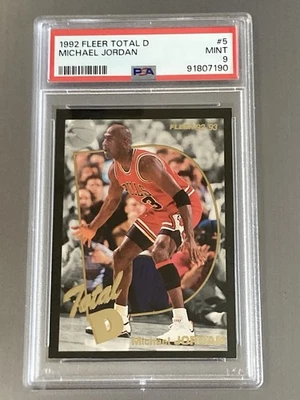 Michael Jordan 1992-93 Fleer Total D PSA 9 MINT Insert # 5 - Image 1 of 3