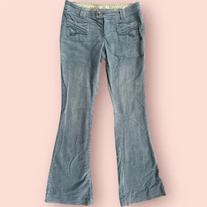 Y2K Vtg Blue Corduroy Bootcut Flare Bell Bottom Pants Low Rise Jeans Size 7 Boho - Picture 1 of 4