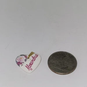 “Alexandria” Heart Shaped Kiln Fired Porcelain Metal Bail Pendant  Pendant ONLY  - Picture 1 of 3