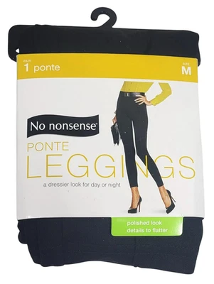 Leggings No Nonsense Color Negro, Tallas S M L XL Nuevos Leggings Ponte Tejido Pintuck Foto 1 de 4