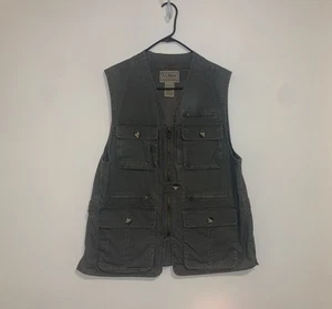 LL BEAN Olive Green Fishing Safari Utility  Photography Vest - Sz. Large - Picture 1 of 4