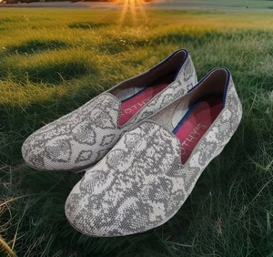 Rothy’s Loafer flach grau Pythonmuster Strick runde Spitze flache Damengröße 5 1/2 gebraucht, in einwandfreiem Zustand - Bild 1 von 7