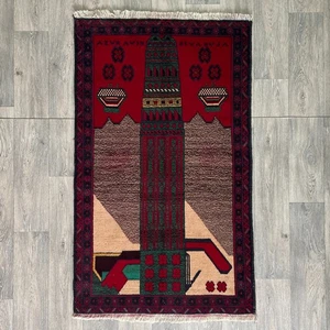 150 x 87cm Vintage Handmade Afghan Carpet Baluchi Old Nomadic Oriental Wool Rug - Picture 1 of 24