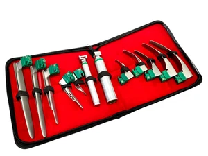 Premium Fiber Optic Mac + Miller Laryngoscope Set (LED Light) White Set of 12 - Picture 1 of 8