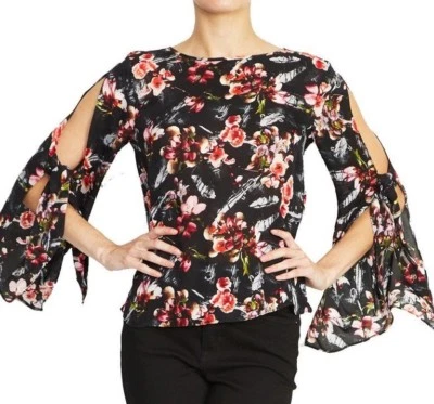 $290 NUEVO CON ETIQUETAS BLUSA DE SEDA CON ESTAMPADO DE FLORES DE ALMENDRO NICOLE MILLER ARTELIER Talla M MACOUL MULT Foto 1 de 4