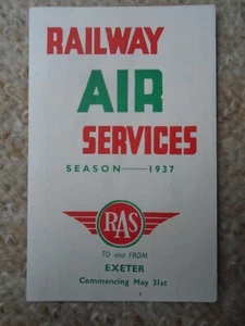Railway Air Services timetable leaflet Exeter season 1937 - Picture 1 of 3