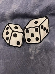 Black & White Dice Iron on Patch Gambling rockabilly 7 - Picture 1 of 4