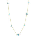 14k Yellow Gold Necklace With Heart Shaped Blue Cubic Zirconia 20 Inches