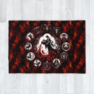 Aquarius Hell's Zodiac - Blanket 120cm x 175cm, Gothic Astrology, Blood Skulls - Picture 1 of 6