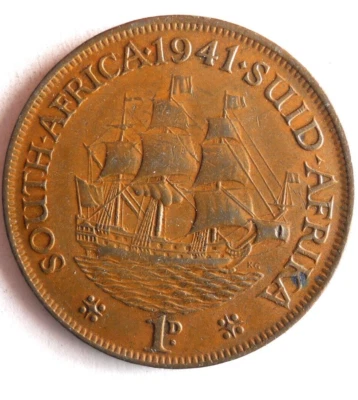 1941 SOUTH AFRICA PENNY - Excellent Coin - FREE SHIP - South Africa Bin A - Image 1 of 2