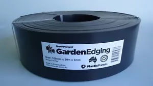 Plastic Lawn Edging - 100mm x 30m x 3mm - Recycled - Aust Made - Black -Smooth - Picture 1 of 12
