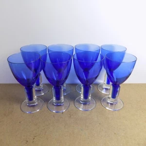 8 Bormioli Rocco Merlino Wine Glasses Cobalt Blue & Clear - Picture 1 of 5