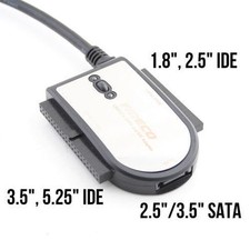 Fideco USB 3.0 to 2.5" 3.5" 5.25" SATA IDE Hard Drive Adapter Converter w/ Cable