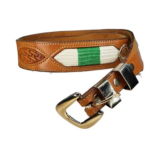 Leegin Silver Creek Belt Size 28 Brown Leather Woven Inserts Silver Tone USA - Picture 1 of 9