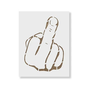 Middle Finger Stencil - Durable & Reusable Mylar Stencils - Picture 1 of 5